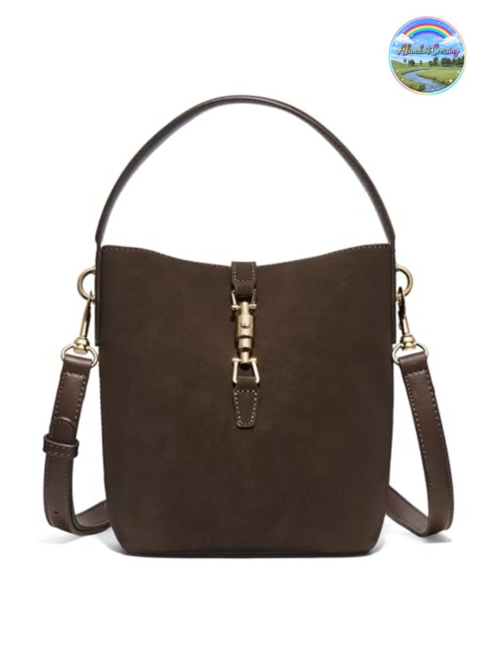 Small Vegan Leather Bucket Bag Crossbody Shoulder Purse Adjustable Strap
